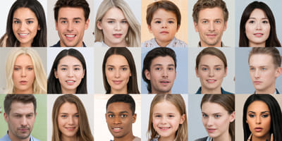 A set of faces of different races and ages.